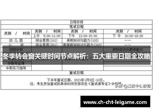 冬季转会窗关键时间节点解析：五大重要日期全攻略